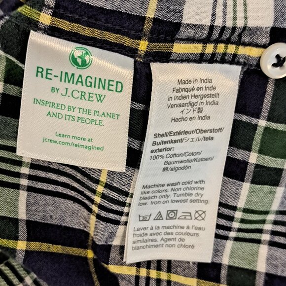 J. Crew Men's Medium Slim Fit Indian Madras Long Sleeve Plaid Shirt Style #AM673 - Picture 9 of 14